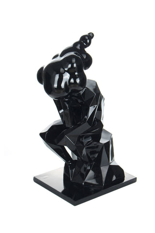 Dekofigur Denker sitzend Skulptur Babia 137 Schwarz Draufsicht
