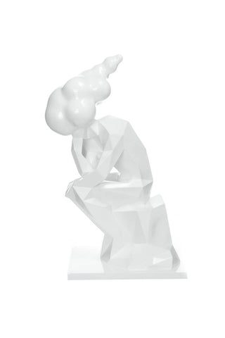 Dekofigur Denker sitzend Skulptur Babia 137 Weiß Draufsicht