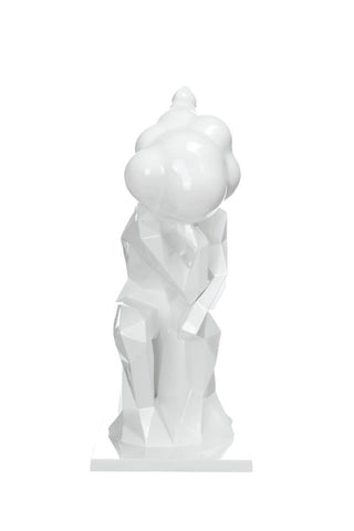 Dekofigur Denker sitzend Skulptur Babia 137 Weiß Draufsicht