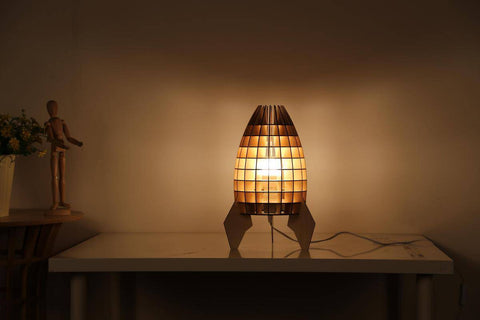 Design-Lampe aus Naturholz Tischlampe Abiel Holz Ambiente