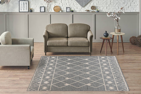 Design-Teppich mit auffälliger Musterung Rhemus 337 Grau / Beige Ambiente