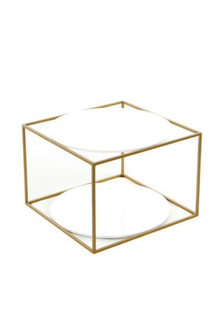Design-Tisch Beistelltisch Couple 137 Weiß / Gold Draufsicht