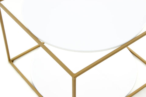 Design-Tisch Beistelltisch Couple 137 Weiß / Gold Makro