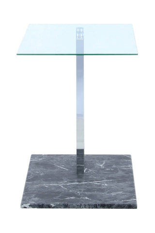 Design-Tisch Beistelltisch Willy 237 Transparent / Chrom / Schwarz Marmor Draufsicht