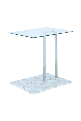 Design-Tisch Beistelltisch Willy 237 Transparent / Chrom / Weiß Marmor Draufsicht