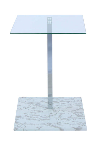 Design-Tisch Beistelltisch Willy 237 Transparent / Chrom / Weiß Marmor Draufsicht