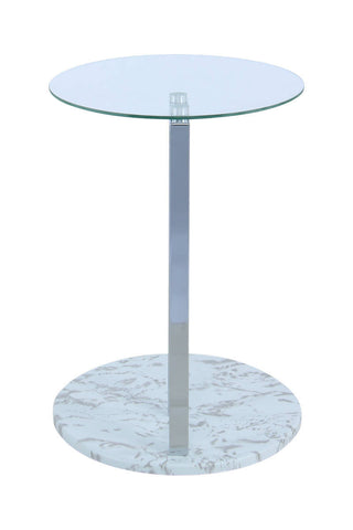 Design-Tisch Beistelltisch Willy 287 Transparent / Chrom / Weiß Marmor Draufsicht