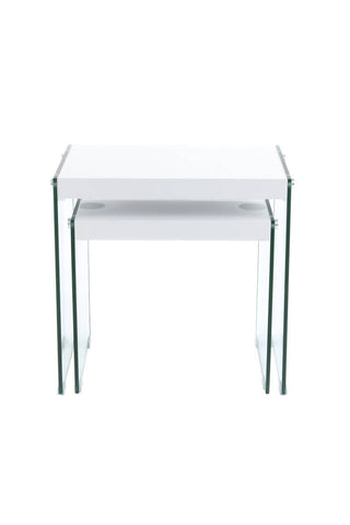Design-Tisch im 2er-Set Beistelltisch 2er-Set Clarence 137 Weiß Draufsicht