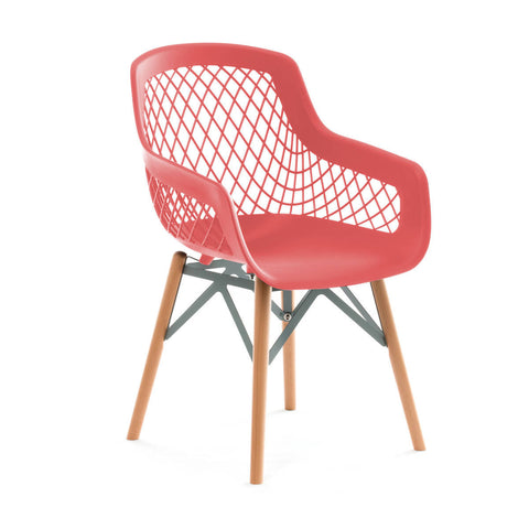 Eleganter Stuhl mit Holzbeinen Stuhl Justus 4er-Set Rot Draufsicht