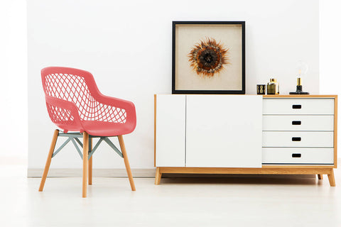 Eleganter Stuhl mit Holzbeinen Stuhl Justus 4er-Set Rot Ambiente