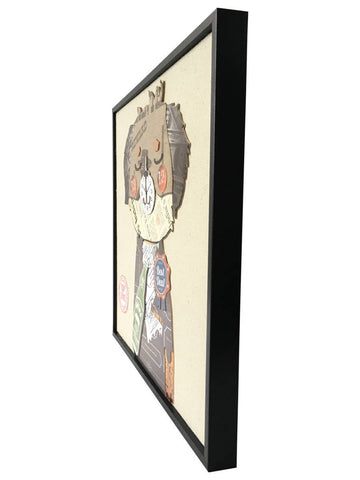 Kunst-Collage Papier Wandbild Agent Dog IV 42cm x 42cm Freigestellt