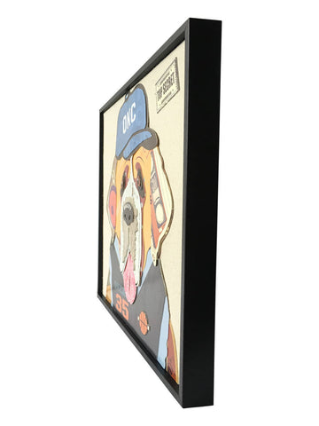 Kunst-Collage Papier Wandbild Agent Dog V 42cm x 42cm Freigestellt