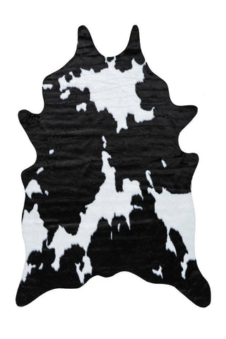 Kunstfell-Teppich Lasso 239 Cow Black Draufsicht