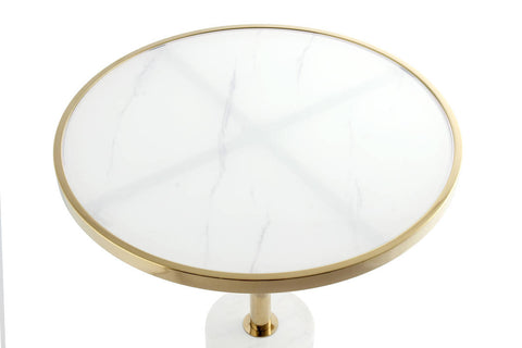 Luxus-Tisch Beistelltisch Pathos 525 Gold / Weiß Makro