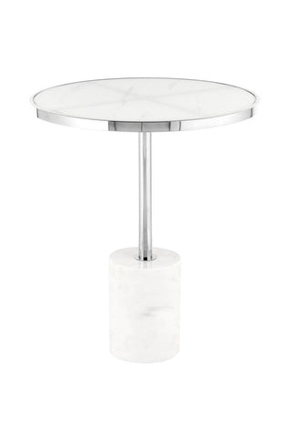 Luxus-Tisch Beistelltisch Pathos 525 Silber / Weiß Draufsicht