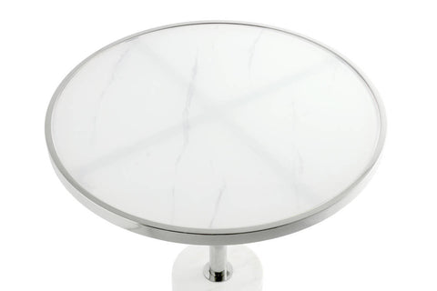 Luxus-Tisch Beistelltisch Pathos 525 Silber / Weiß Makro