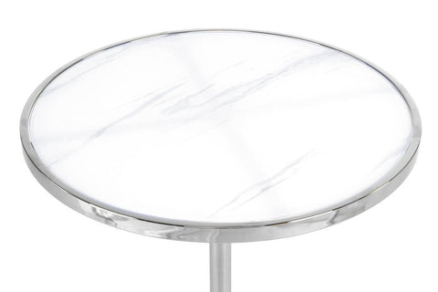 Luxus-Tisch Beistelltisch Pathos 525 Silber / Weiß Makro