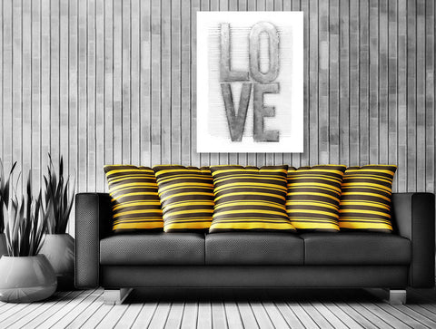 Ölgemälde auf Canvas Aluminium Wandbild L O V E 80cm x 100cm Ambiente