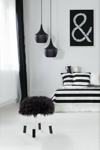 Sitzhocker Fellhocker Cuddly 137 Schwarz Ambiente