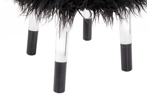 Sitzhocker Fellhocker Cuddly 137 Schwarz Makro