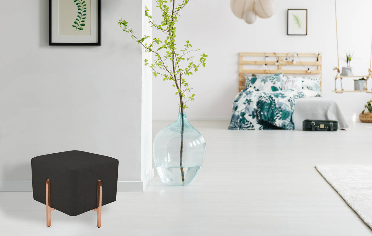 Pouf / Hocker Celine 337 Schwarzgrau / Kupfer