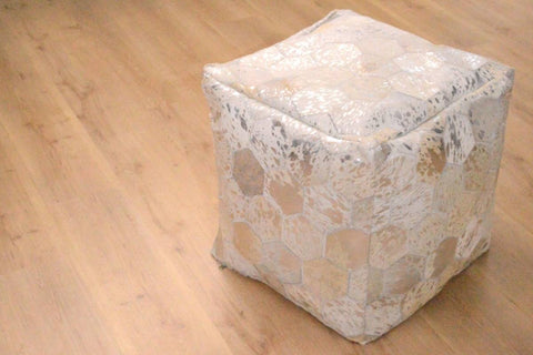 Sitzkissen aus Leder Roulette Pouf 237 Grau / Silber Ambiente