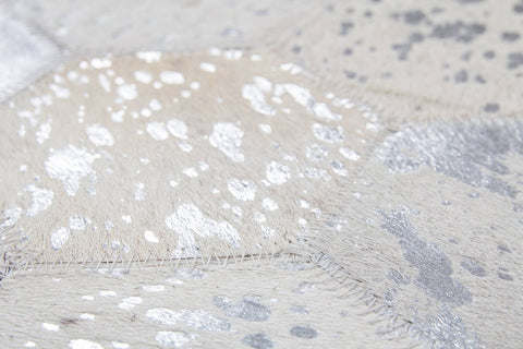 Sitzkissen aus Leder Roulette Pouf 237 Grau / Silber Makro