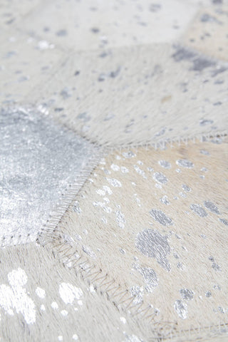 Sitzkissen aus Leder Roulette Pouf 237 Grau / Silber Makro