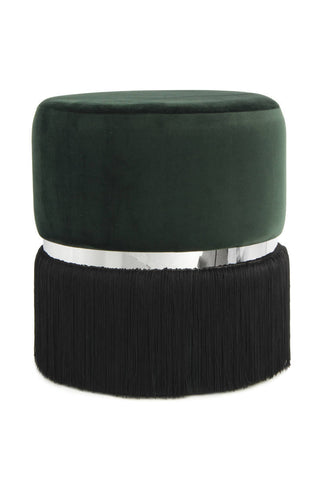 Sitzpouf Hocker Jim 137 Dunkelgrün / Schwarz / Silber Draufsicht