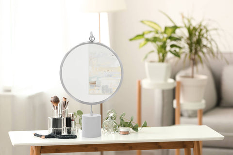 Tisch/-Kosmetikspiegel Tischspiegel Eleganco 337 Weiß / Silber Ambiente