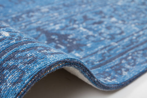 Vintage-Flachwebteppich Forte 412 Blau Makro